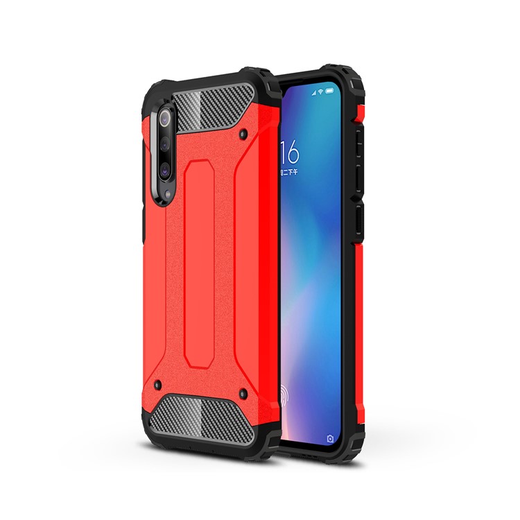 Heavy Duty Rugged Hybrid Phone Case (Plastic + TPU) for Xiaomi Mi 9 SE - Red-1