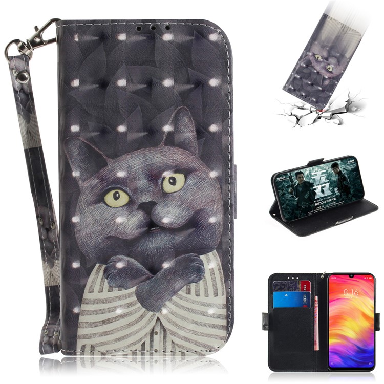 Pattern Printing Light Spot Decor Leather Wallet Case for Xiaomi Redmi Note 7S / Note 7 / Note 7 Pro (India) - Cartoon Pattern-1