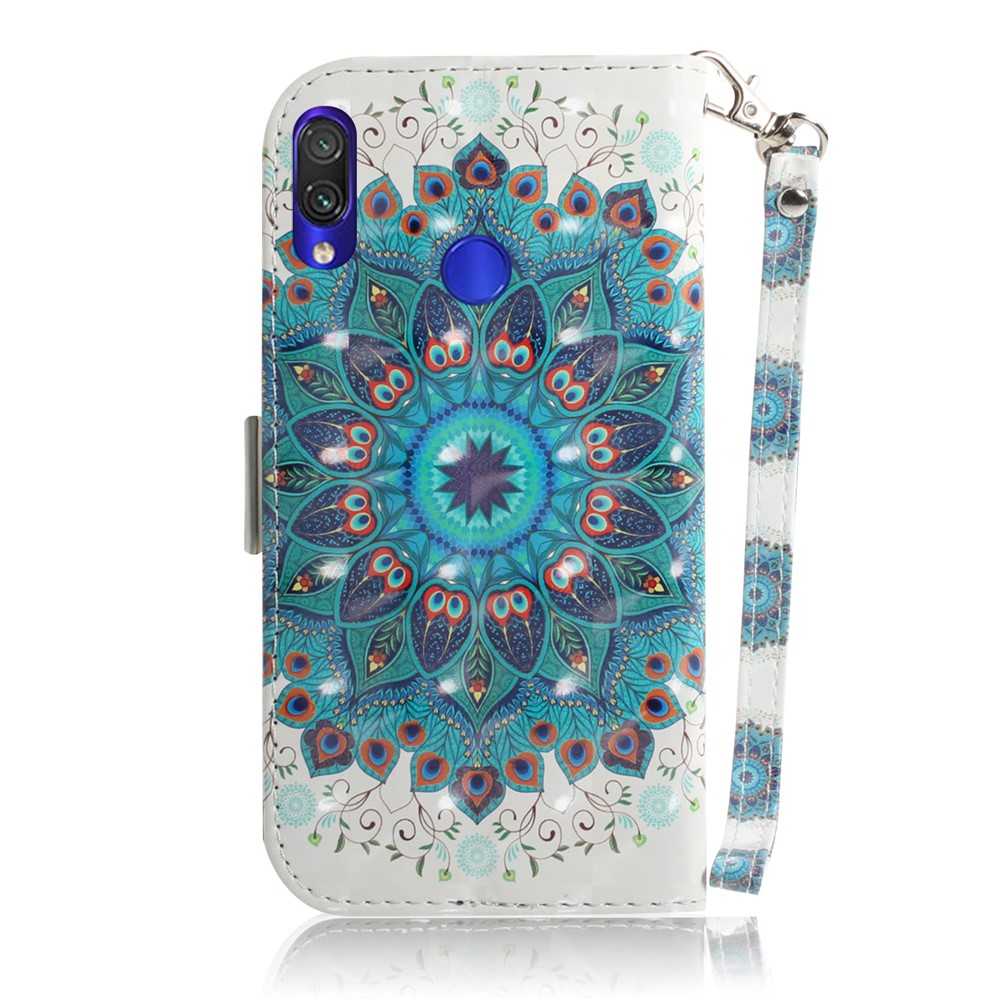 Pattern Printing Light Spot Decor Leather Wallet Case for Xiaomi Redmi Note 7S / Note 7 / Note 7 Pro (India) - Blue Flower-3