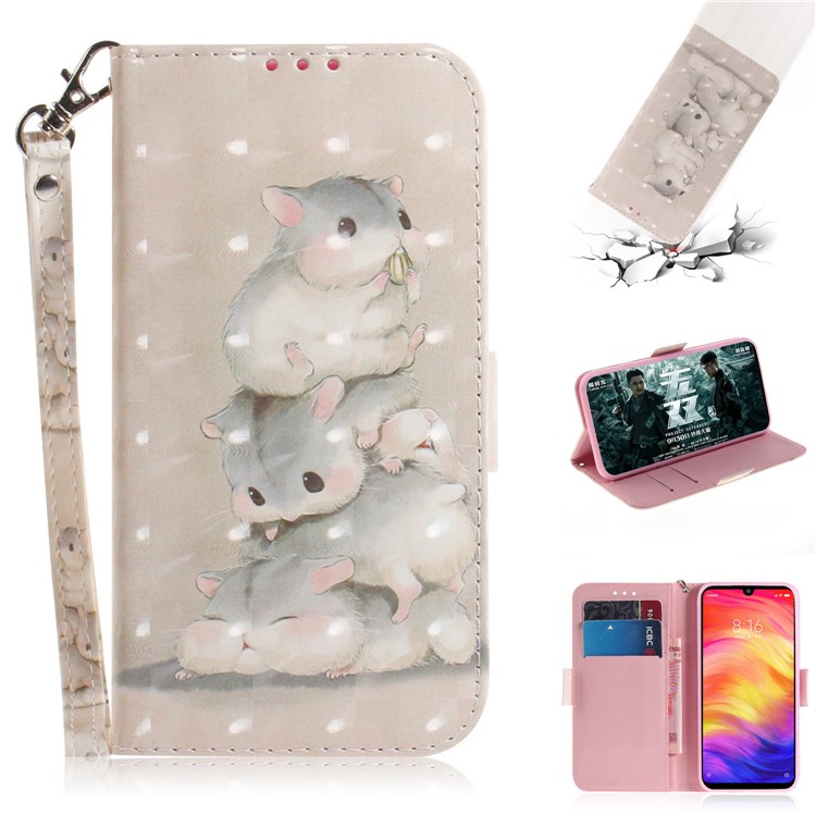 Pattern Printing Light Spot Decor Leather Wallet Case for Xiaomi Redmi Note 7S / Note 7 / Note 7 Pro (India) - Mouse Pattern-1