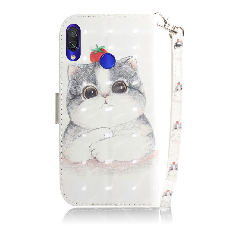 Pattern Printing Light Spot Decor Leather Wallet Case for Xiaomi Redmi Note 7S / Note 7 / Note 7 Pro (India) - Cat Holding a Tomato-3