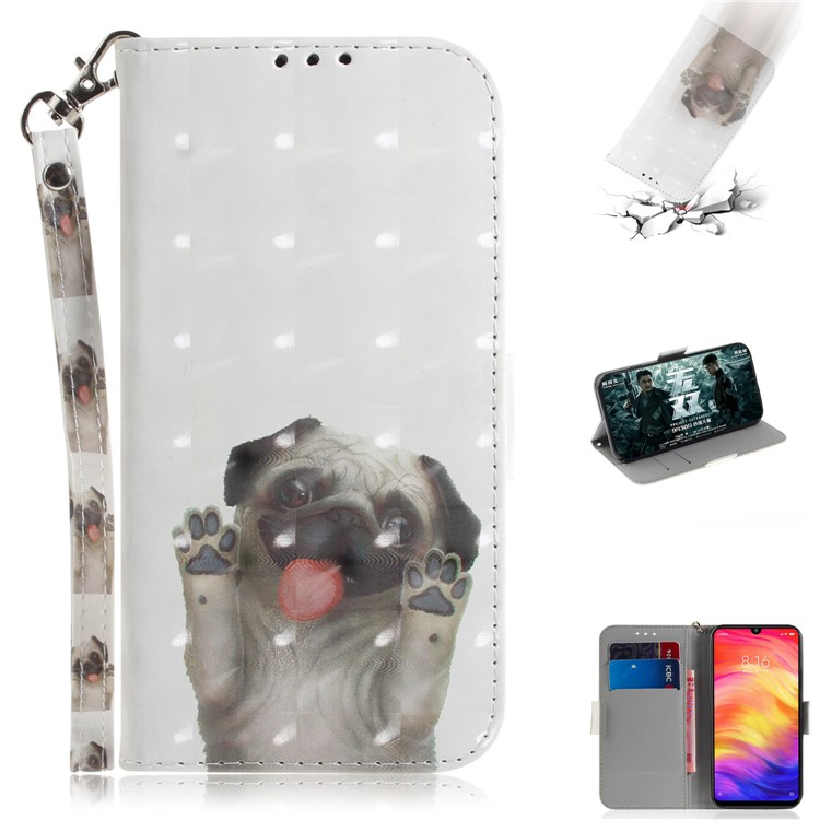 Pattern Printing Light Spot Decor Leather Wallet Case for Xiaomi Redmi Note 7S / Note 7 / Note 7 Pro (India) - Dog-1