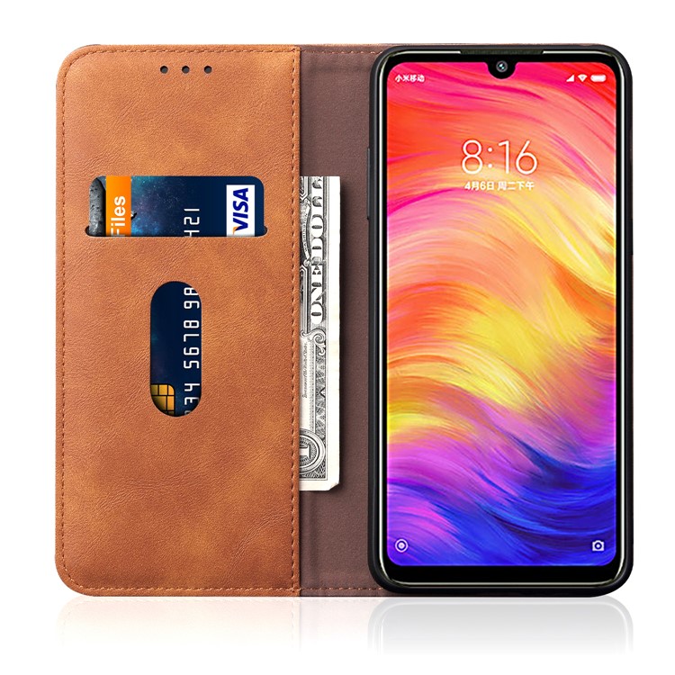 Auto-absorbed Crazy Horse Vintage Leather Wallet Case for Xiaomi Redmi Note 7S / Note 7/Note 7 Pro (India) - Brown-3