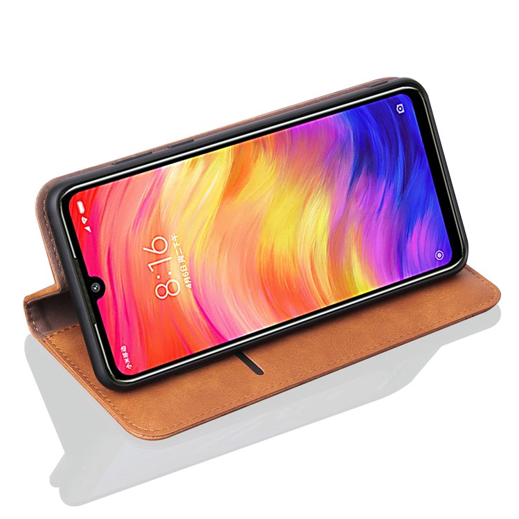 Auto-absorbed Crazy Horse Vintage Leather Wallet Case for Xiaomi Redmi Note 7S / Note 7/Note 7 Pro (India) - Brown-5