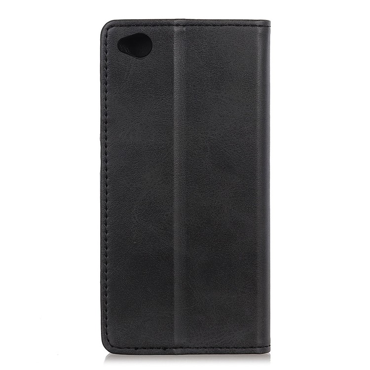 Auto-absorbed Split Leather Flip Phone Cover with Stand for Xiaomi Redmi Go - Black-7