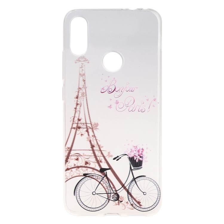 Pattern Printing Soft TPU Back Case for Xiaomi Redmi Note 7S / Note 7 / Note 7 Pro (India) - Eiffel Tower and Bicycle-1