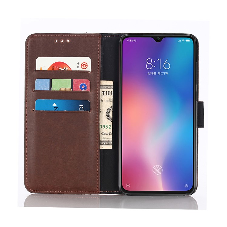 Crazy Horse Wallet Leather Stand Case for Xiaomi Mi 9 - Coffee-3