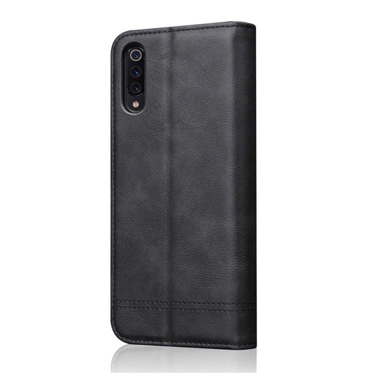 Auto-absorbed Crazy Horse Vintage Leather Stand Case for Xiaomi Mi 9 - Black-3