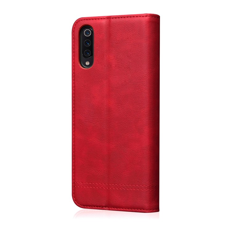 Auto-absorbed Crazy Horse Vintage Leather Stand Case for Xiaomi Mi 9 - Red-3