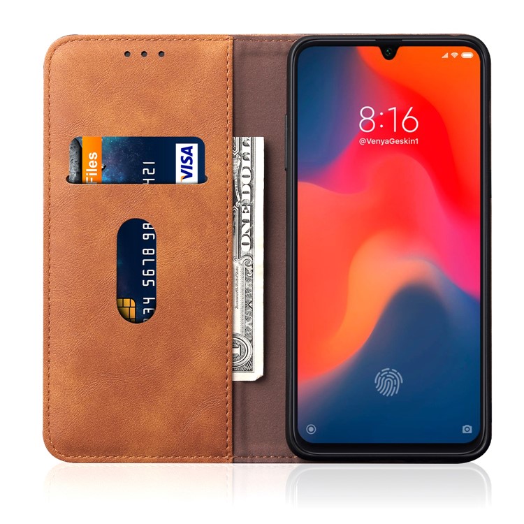 Auto-absorbed Crazy Horse Vintage Leather Stand Case for Xiaomi Mi 9 - Brown-4