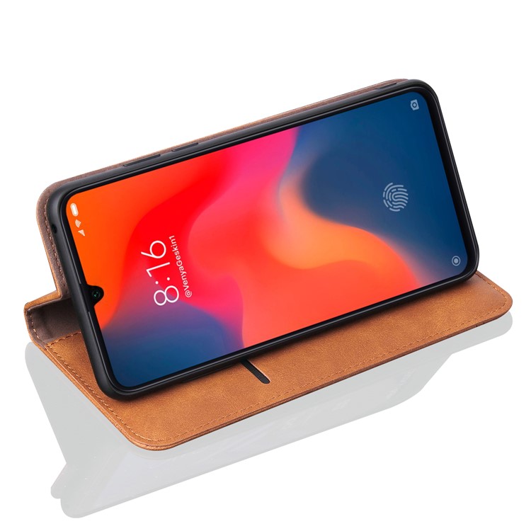 Auto-absorbed Crazy Horse Vintage Leather Stand Case for Xiaomi Mi 9 - Brown-6