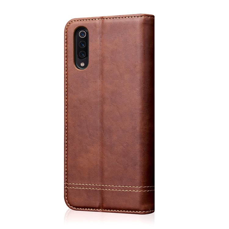 Auto-absorbed Crazy Horse Vintage Leather Stand Case for Xiaomi Mi 9 - Coffee-3