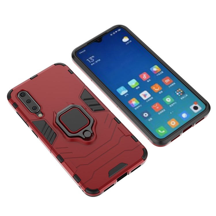 Custodia Ibrida Per PC + TPU Cavalletto Per Xiaomi Mi 9 SE - Rosso-3