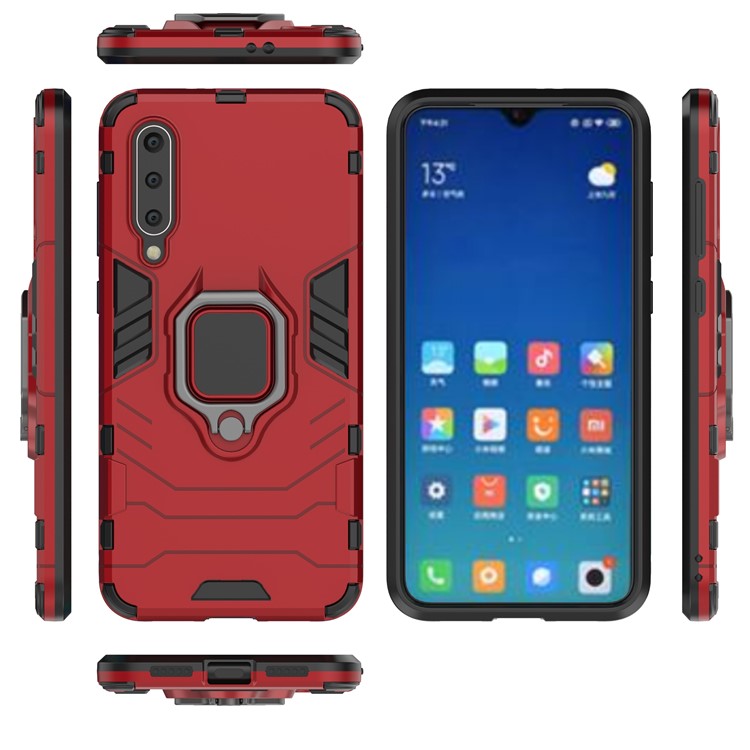 Custodia Ibrida Per PC + TPU Cavalletto Per Xiaomi Mi 9 SE - Rosso-5