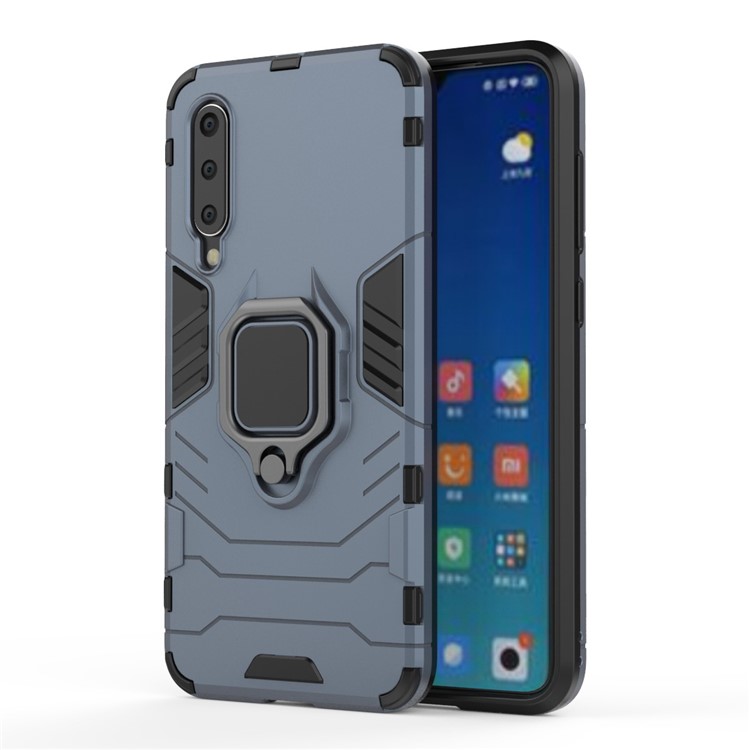Finger Ring Kickstand PC + TPU Hybrid Case for Xiaomi Mi 9 SE - Dark Blue-2