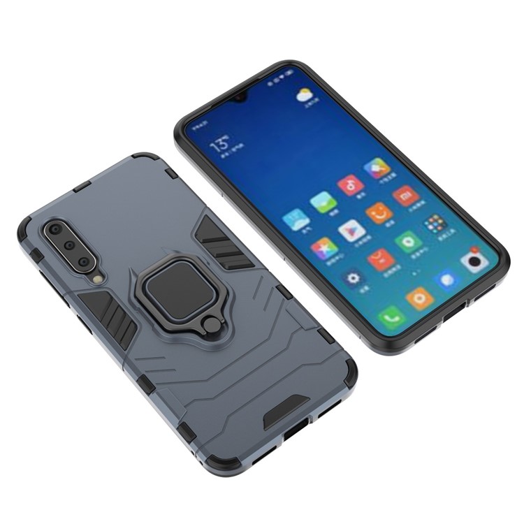 Finger Ring Kickstand PC + TPU Hybrid Case for Xiaomi Mi 9 SE - Dark Blue-3