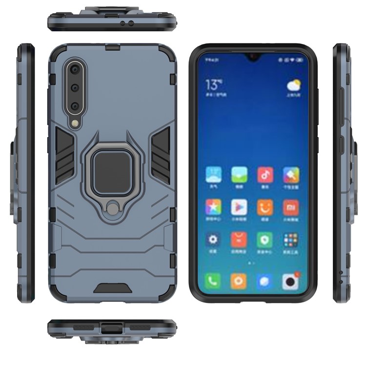 Finger Ring Kickstand PC + TPU Hybrid Case for Xiaomi Mi 9 SE - Dark Blue-5