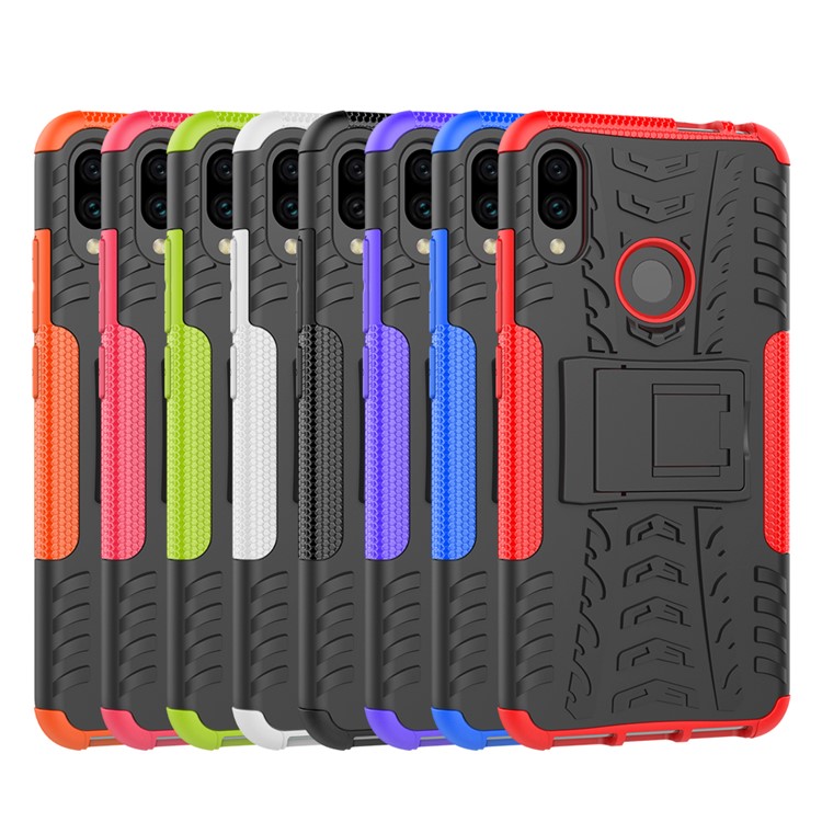 Cool Tire PC + TPU TPU Hybrid Cover Con Kickstand Para Xiaomi Redmi Note 7s / Nota 7/nota 7 Pro (India) - Negro