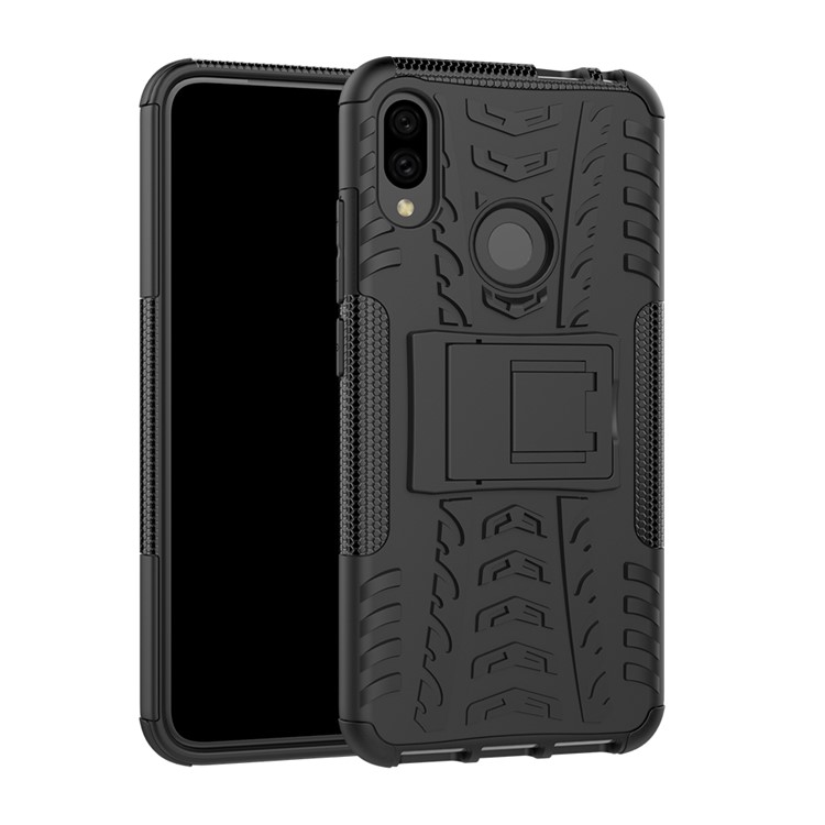 Cool Tire PC + TPU TPU Hybrid Cover Con Kickstand Para Xiaomi Redmi Note 7s / Nota 7/nota 7 Pro (India) - Negro