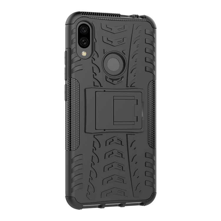 Cool Tire PC + TPU Hybrid Couverture Avec la Kingstand Pour Xiaomi Redmi Note 7S / Note 7 / Note 7 Pro (inde) - le Noir