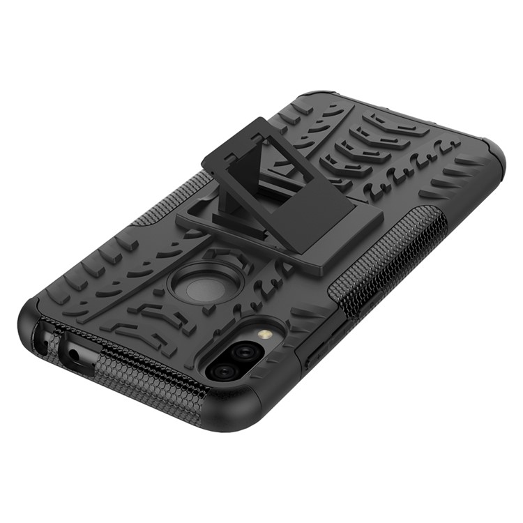 Cool Pneu pc + Tpu Tampa Híbrida Com Kickstand Para Xiaomi Redmi Nota 7s / Nota 7/nota 7 Pro (índia) - Preto