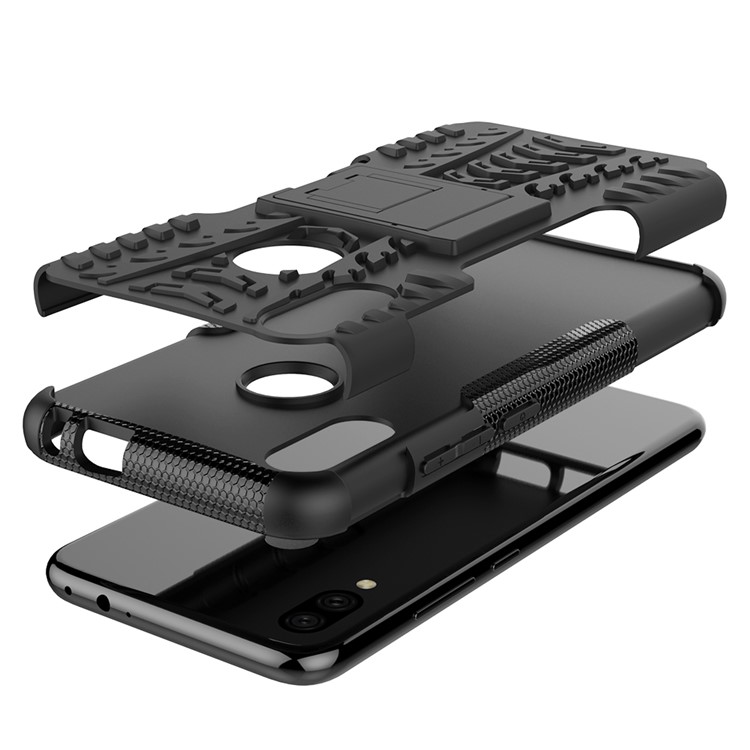 Cool Tire PC + TPU TPU Hybrid Cover Con Kickstand Para Xiaomi Redmi Note 7s / Nota 7/nota 7 Pro (India) - Negro