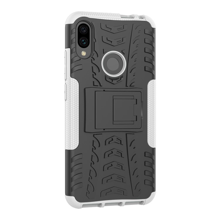 Cool Pneu pc + Tpu Tampa Híbrida Com Kickstand Para Xiaomi Redmi Nota 7s / Nota 7/nota 7 Pro (índia) - Branco-5