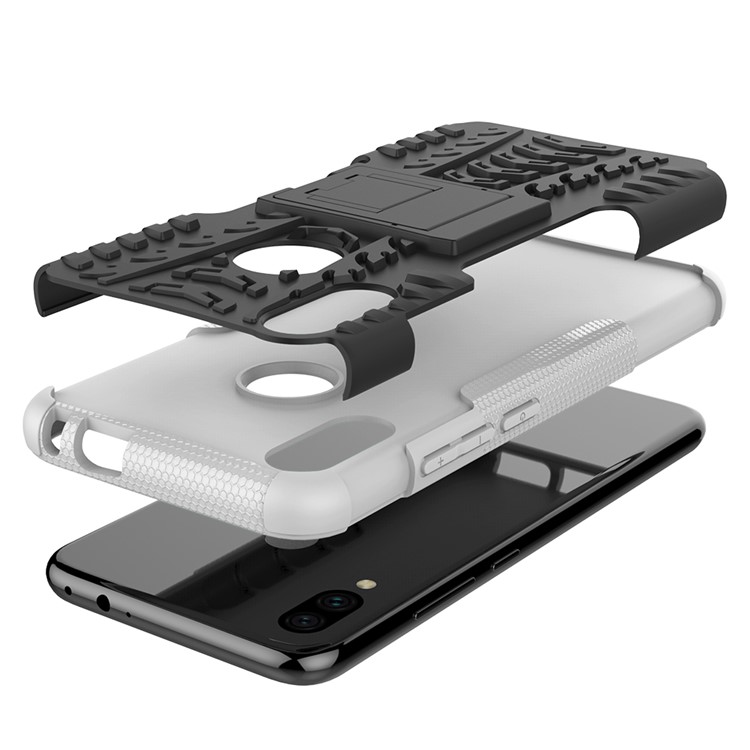 Cool Pneu pc + Tpu Tampa Híbrida Com Kickstand Para Xiaomi Redmi Nota 7s / Nota 7/nota 7 Pro (índia) - Branco-8