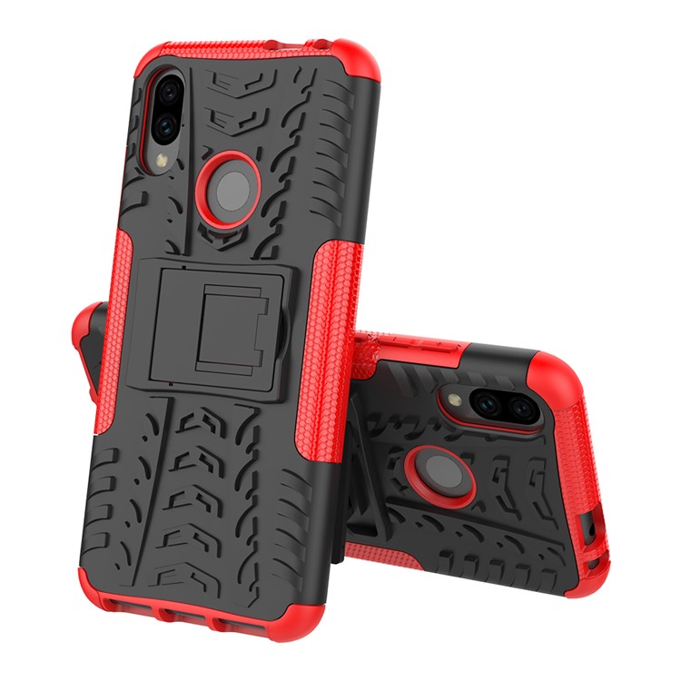 Cool Tyre PC + TPU Hybrid Cover with Kickstand for Xiaomi Redmi Note 7S / Note 7/Note 7 Pro (India) - Red-1