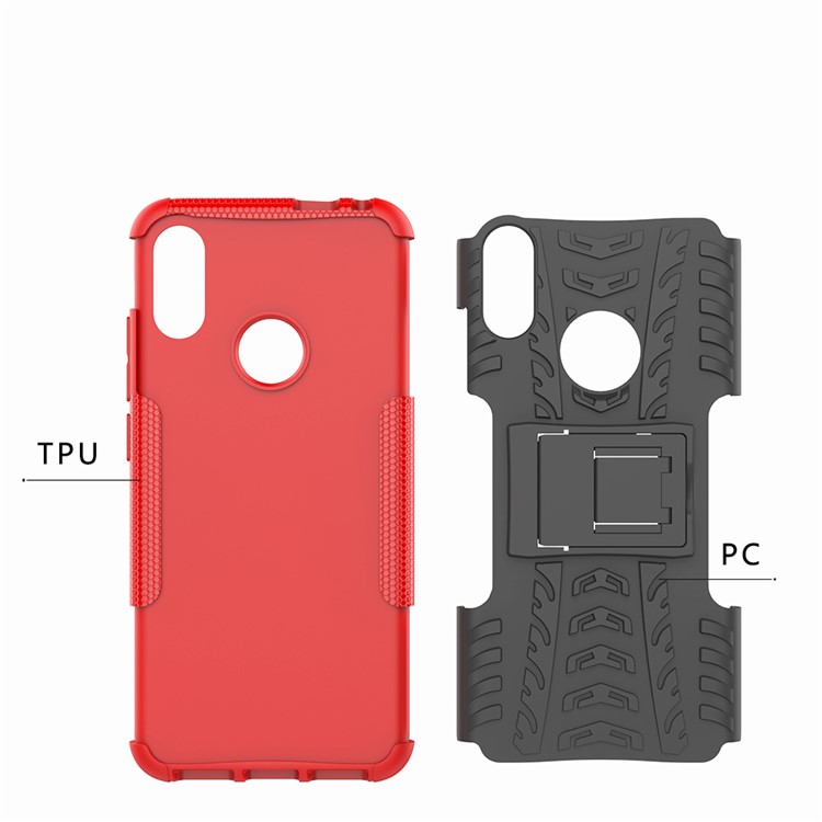 Cool Tyre PC + TPU Hybrid Cover with Kickstand for Xiaomi Redmi Note 7S / Note 7/Note 7 Pro (India) - Red-3