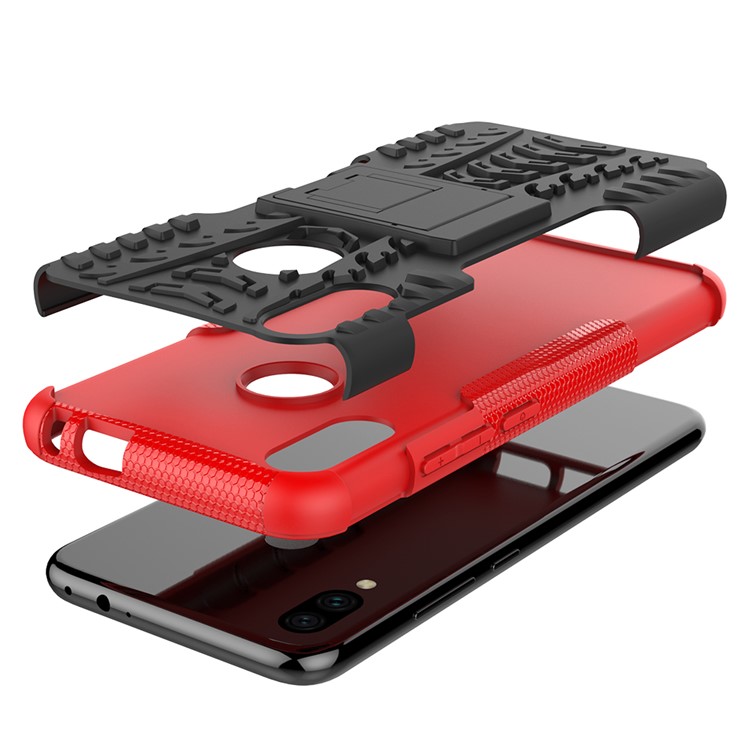Cool Tyre PC + TPU Hybrid Cover with Kickstand for Xiaomi Redmi Note 7S / Note 7/Note 7 Pro (India) - Red-9