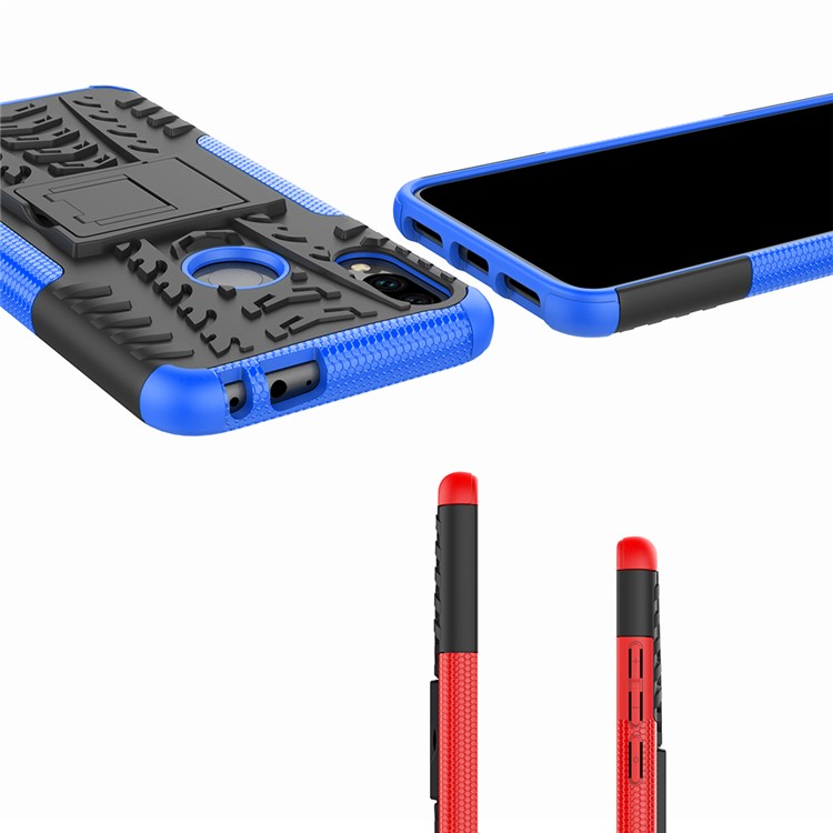 Cool Pneu pc + Tpu Tampa Híbrida Com Kickstand Para Xiaomi Redmi Nota 7s / Nota 7/nota 7 Pro (índia) - Azul