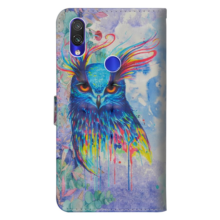 Light Spot Decor Patterned Leather Wallet Case for Xiaomi Redmi Note 7S / Note 7 / Note 7 Pro (India) - Bird-4