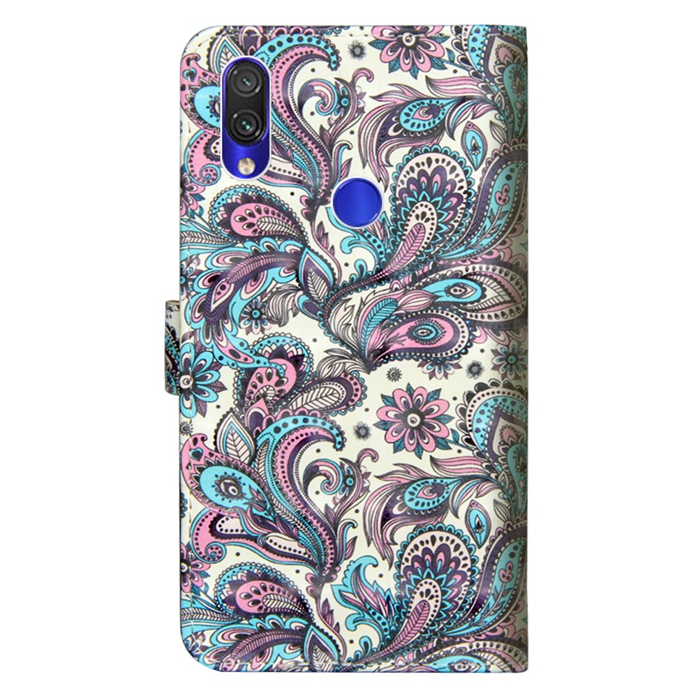 Light Spot Decor Patterned Leather Wallet Case for Xiaomi Redmi Note 7S / Note 7 / Note 7 Pro (India) - Colorized Flowers-4