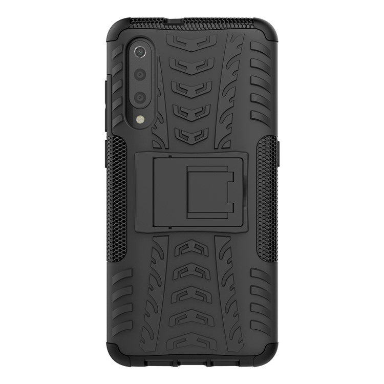 For Xiaomi Mi 9 Cool Tyre Kickstand PC + TPU Hybrid Phone Casing - Black-3