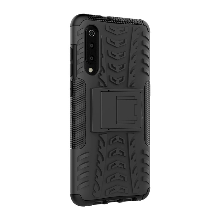 For Xiaomi Mi 9 Cool Tyre Kickstand PC + TPU Hybrid Phone Casing - Black-5