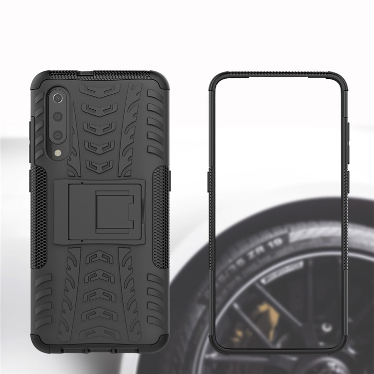 For Xiaomi Mi 9 Cool Tyre Kickstand PC + TPU Hybrid Phone Casing - Black-9