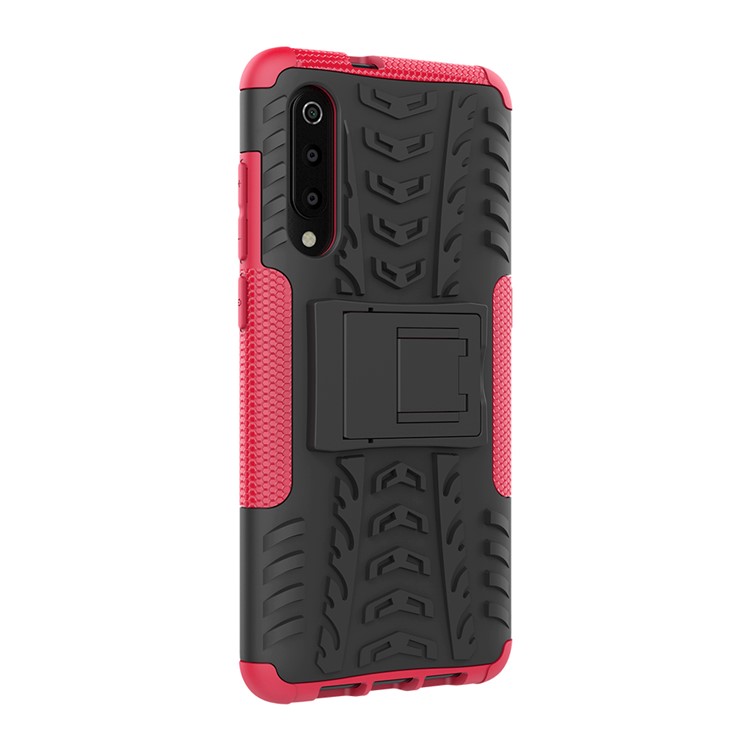 For Xiaomi Mi 9 Cool Tyre Kickstand PC + TPU Hybrid Phone Casing - Rose-4