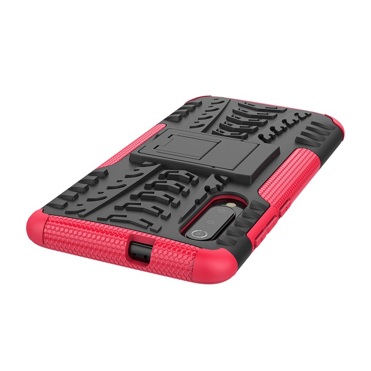 For Xiaomi Mi 9 Cool Tyre Kickstand PC + TPU Hybrid Phone Casing - Rose-6
