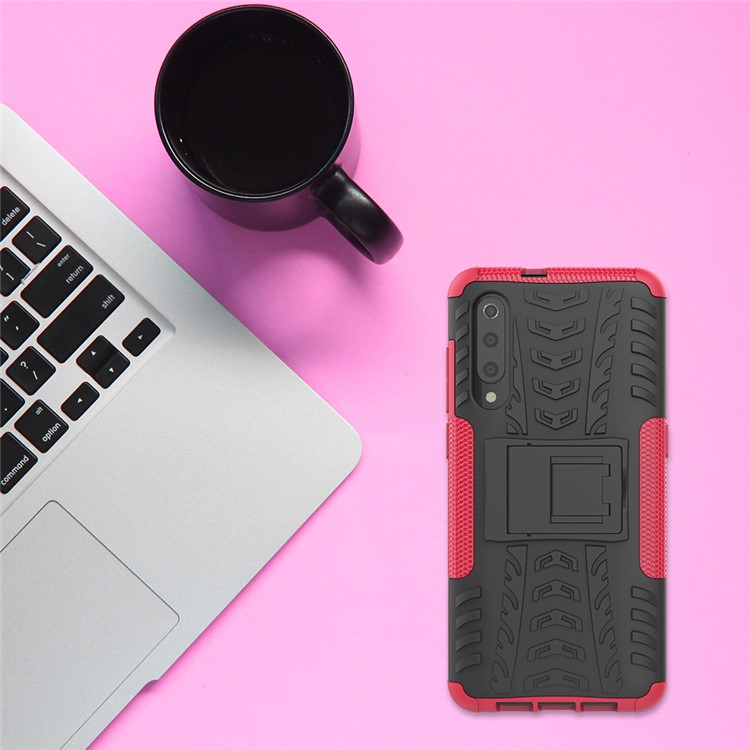 For Xiaomi Mi 9 Cool Tyre Kickstand PC + TPU Hybrid Phone Casing - Rose-8