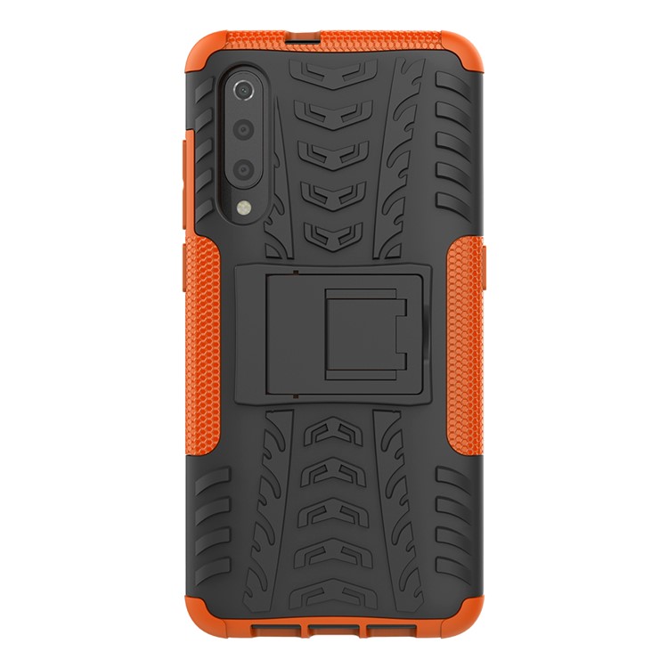 For Xiaomi Mi 9 Cool Tyre Kickstand PC + TPU Hybrid Phone Casing - Orange-3