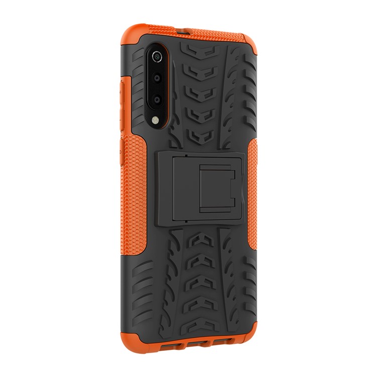 For Xiaomi Mi 9 Cool Tyre Kickstand PC + TPU Hybrid Phone Casing - Orange-5