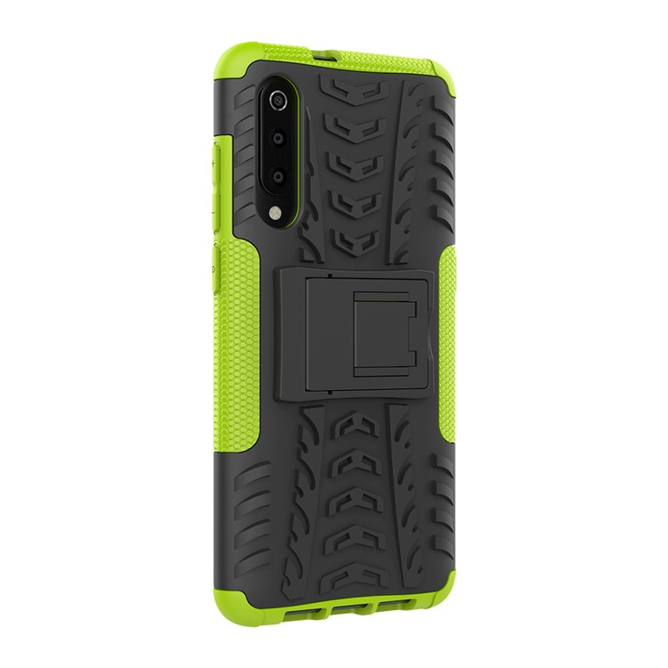 For Xiaomi Mi 9 Cool Tyre Kickstand PC + TPU Hybrid Phone Casing - Green-5