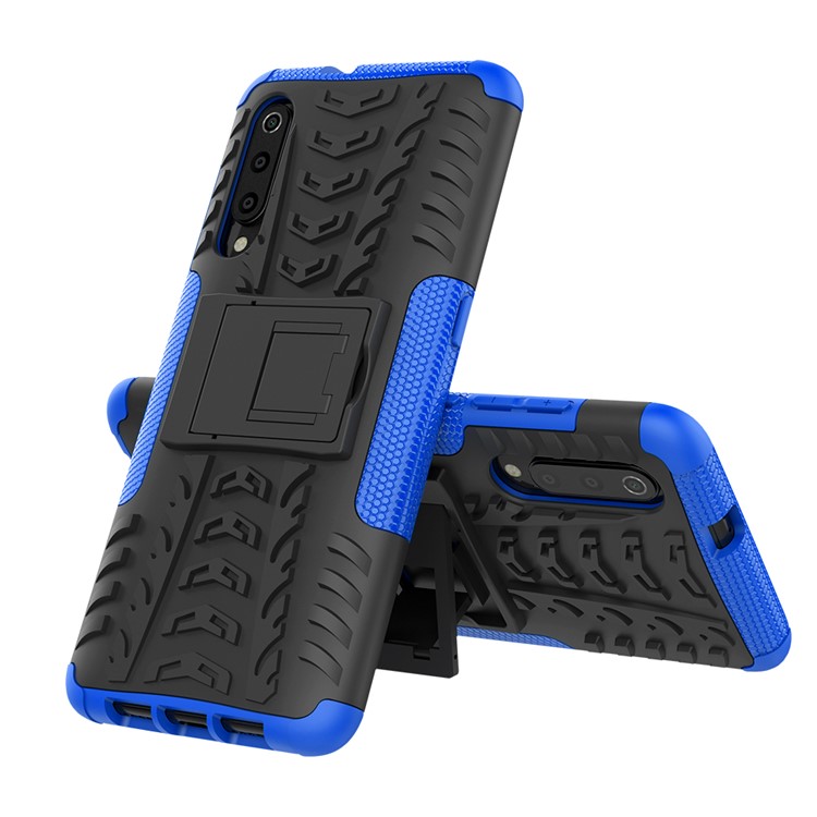 For Xiaomi Mi 9 Cool Tyre Kickstand PC + TPU Hybrid Phone Casing - Blue-2