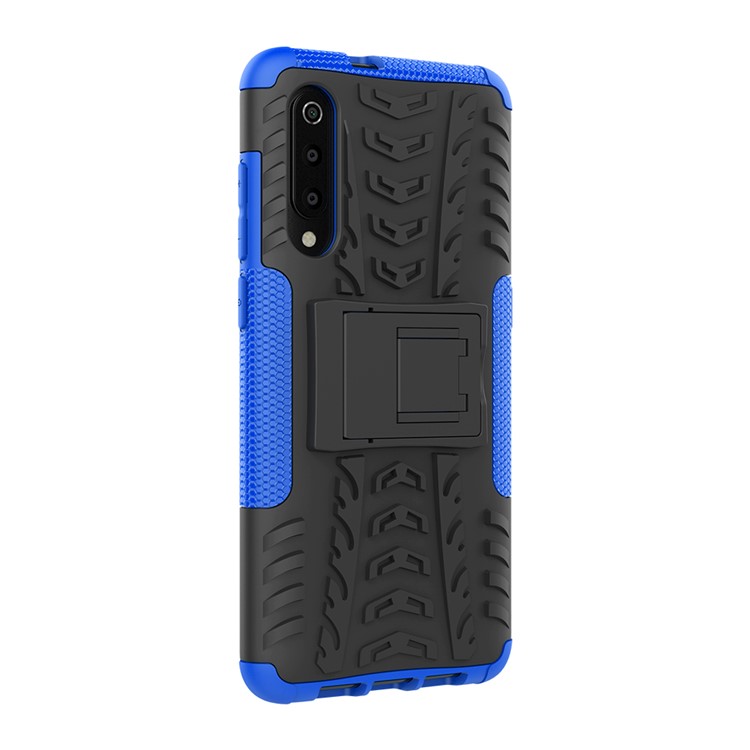 For Xiaomi Mi 9 Cool Tyre Kickstand PC + TPU Hybrid Phone Casing - Blue-6