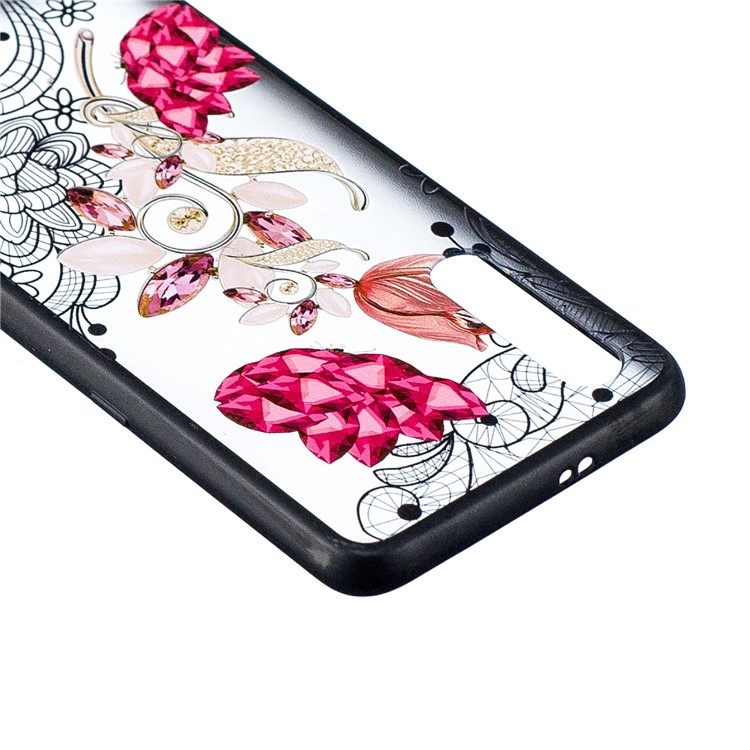 Lace Embossed Rhinestone Flower PC TPU Combo Mobile Phone Case for Xiaomi Mi 9 - Vivid Flower-3