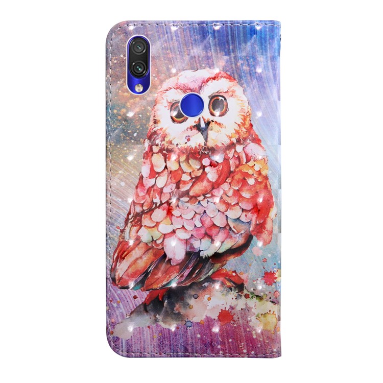 Light Spot Decor Patterned Leather Wallet Case for Xiaomi Redmi Note 7S / Note 7 / Note 7 Pro (India) - Owl-3