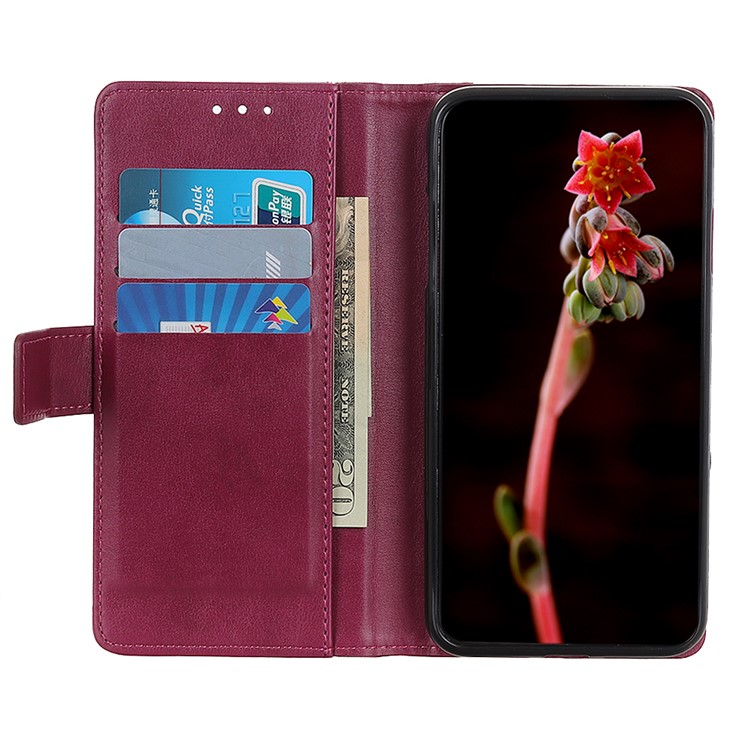 PU Leather Wallet Stand Case Cover for Xiaomi Redmi 7 - Wine Red-3