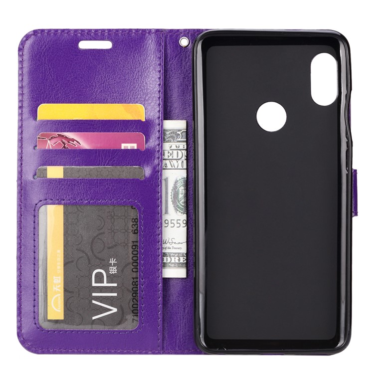 Crazy Horse Leather Wallet Case for Xiaomi Redmi Note 7S / Note 7 / Note 7 Pro (India) - Purple-4