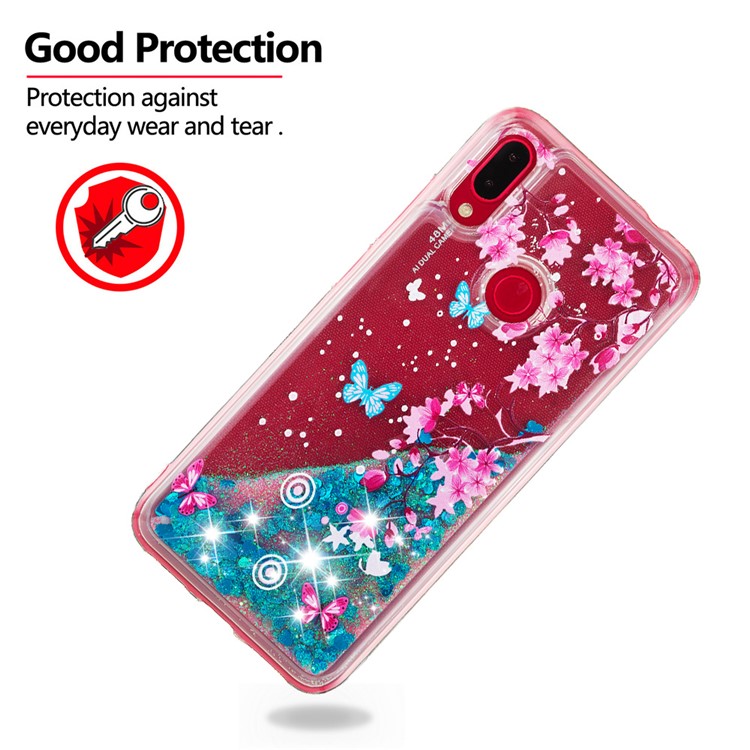Dynamic Glitter Powder Sequins TPU Case for Xiaomi Redmi Note 7S / Note 7 / Note 7 Pro (India) - Butterfly and Plum Blossom-3